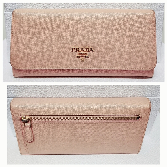PRADA Orchidea Saffiano Metall Wallet with Detachable ID Holder with Chain & COA - Picture 5 of 16